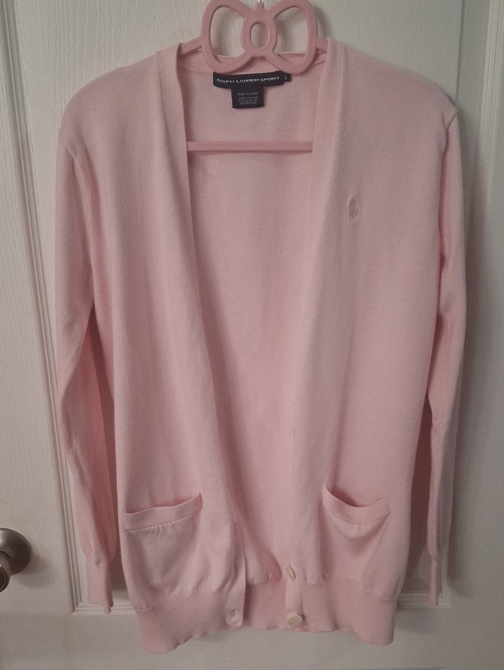 Ralph Lauren Sport Pink Button-Front Cardigan/Sweater with Pockets   Like New